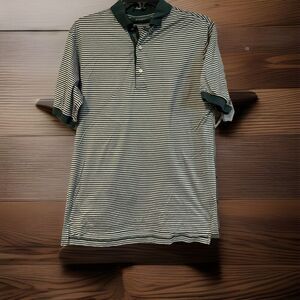 Bobby Jones Mens Small Polo Shirt Green White Striped Performance Golf S